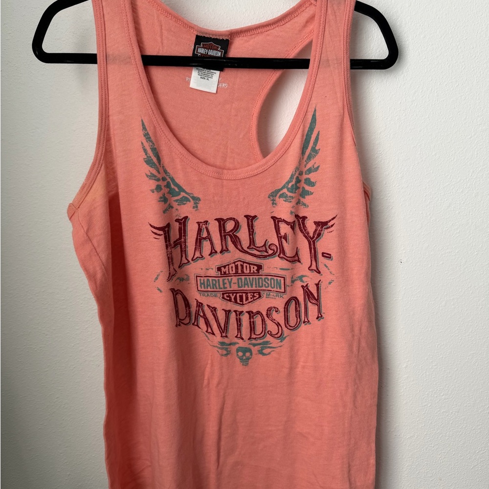 Harley-Davidson Women's Coral-Pink Graphic Racerback Tank